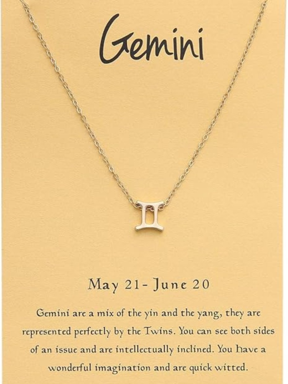 Gemini Zodiac Sign - Women's Gold Plated Necklace